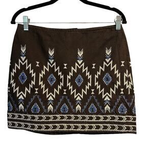 Divided Size 2 Aztec Beaded Micro Mini Short Skirt Black Blue Lined Party Rave